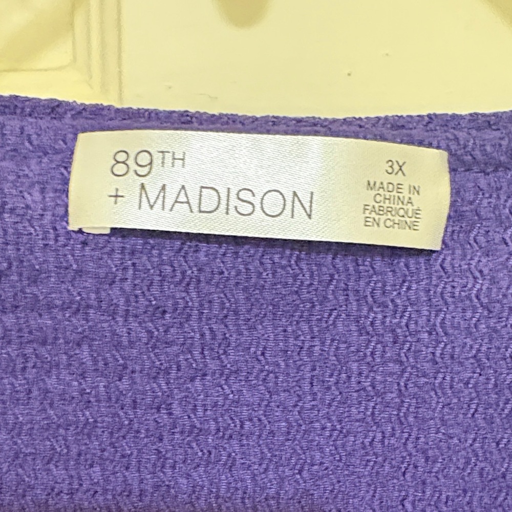 89th & Madison Deep Purple Blouse with Ruffle Neckline - Picture 4 of 5